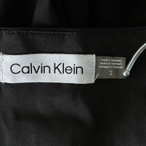 Calvin Klein SZ 2 Career Pants Pocket High-Rise Rear Zip Pleated Waist Black New - Picture 6 of 9